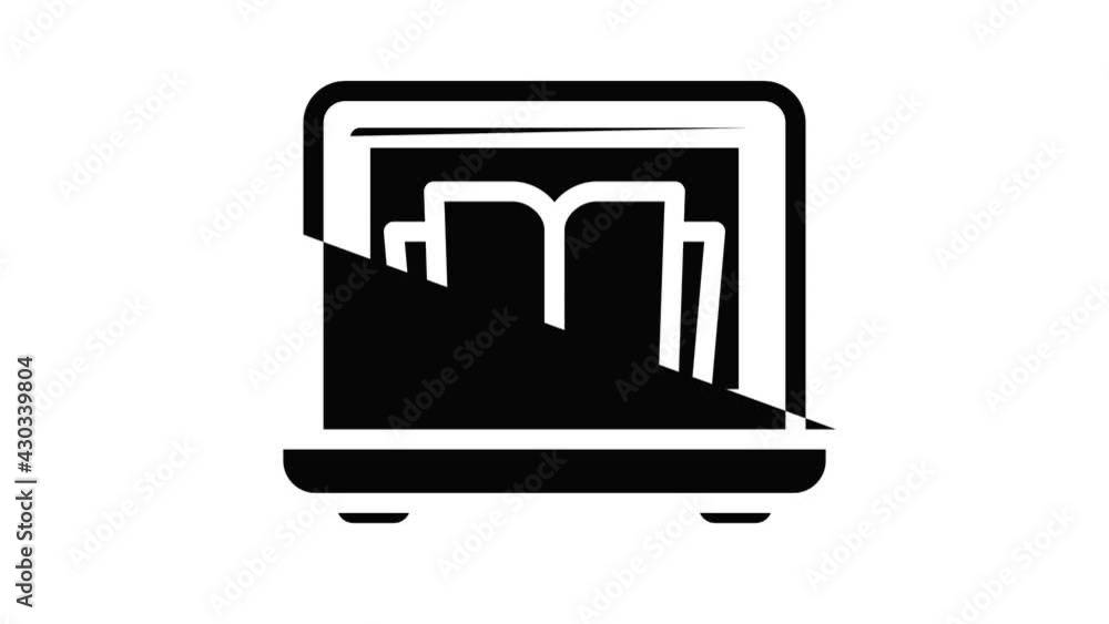 Poster internet book laptop icon animation outline best object on white background