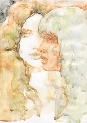 Foto op Plexiglas watercolor painting. fantasy female portrait. illustration.   © Anna Ismagilova