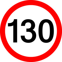 Round traffic sign, Speed limit 130 km/h.