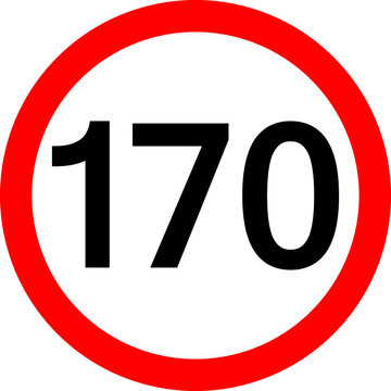 Round traffic sign, Speed limit 170 km/h.
