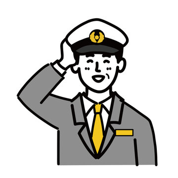 smiling man in uniform saluting clip art preview