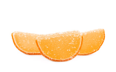 Naklejka na ściany i meble Sweet orange jelly candies on white background