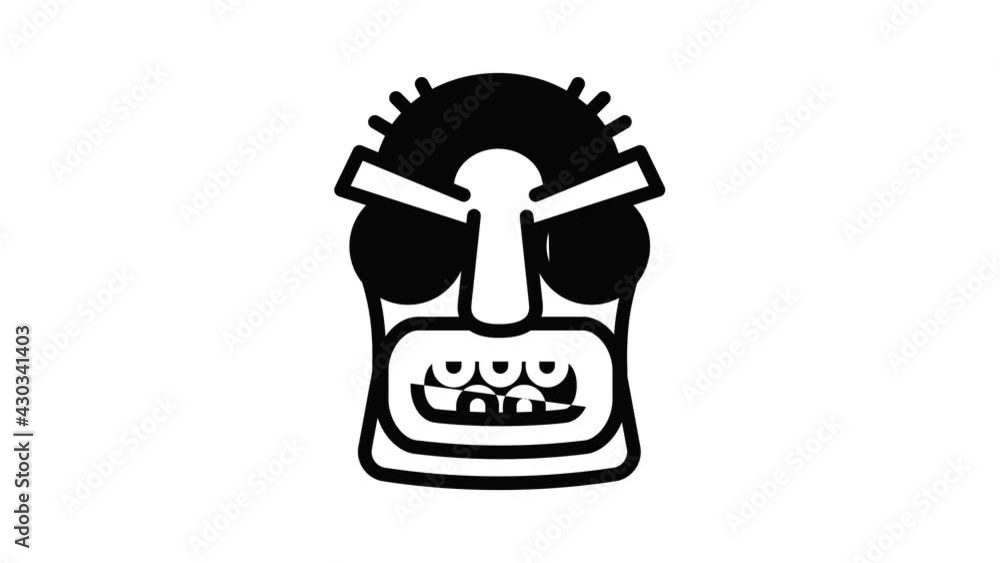 Poster ancient idol icon animation outline best object on white background