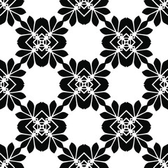 Geometric vector pattern with triangular elements. Seamless abstract ornament for wallpapers and backgrounds. Black and white colors.