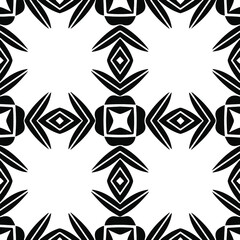 Geometric vector pattern with triangular elements. Seamless abstract ornament for wallpapers and backgrounds. Black and white colors.