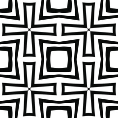  Geometric vector pattern with triangular elements. Seamless abstract ornament for wallpapers and backgrounds. Black and white colors.