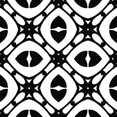  Geometric vector pattern with triangular elements. Seamless abstract ornament for wallpapers and backgrounds. Black and white colors.