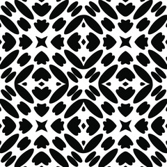  Geometric vector pattern with triangular elements. Seamless abstract ornament for wallpapers and backgrounds. Black and white colors.