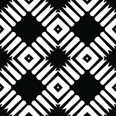  Geometric vector pattern with triangular elements. Seamless abstract ornament for wallpapers and backgrounds. Black and white colors.