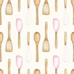 Kitchen Spatulas Seamless Pattern
