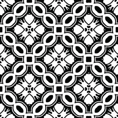  Geometric vector pattern with triangular elements. Seamless abstract ornament for wallpapers and backgrounds. Black and white colors.