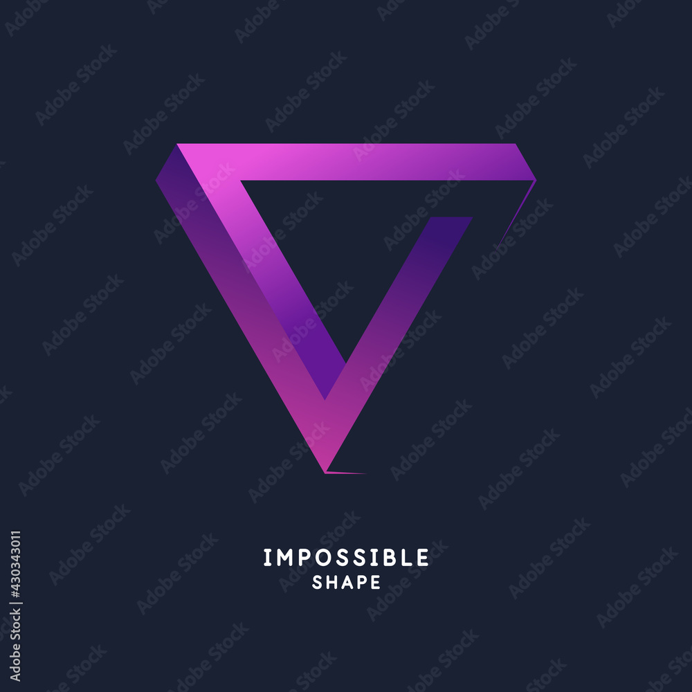 Poster impossible geometric shape. the penrose triangle. isolated 3d shape. a graphic element for your desi