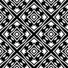  Geometric vector pattern with triangular elements. Seamless abstract ornament for wallpapers and backgrounds. Black and white colors.