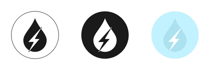 Water energy icons set. Ecology in a drop of water. Alternative energy concept.