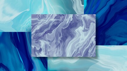 Blue flowing liquid waves abstract motion blurred background.