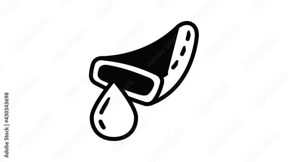 Poster drop from aloe leaf icon animation outline best object on white background