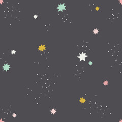 Obraz na płótnie Canvas Celestial stars dots vector seamless pattern. Cute tiny decorative Scandinavian starry outer space background. Galaxy Milky Way night sky abstract print design.