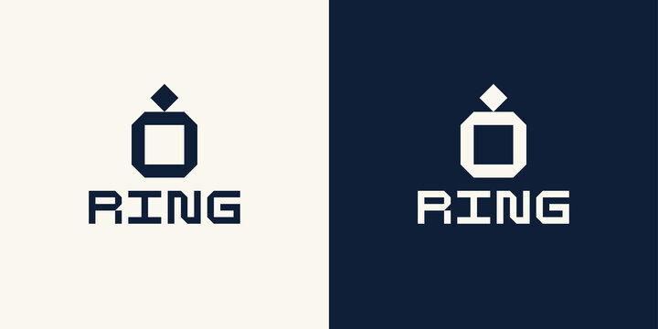 A modern, concise sign. The inscription is RING in capital letters of the Latin alphabet. Lettering in a modern style.