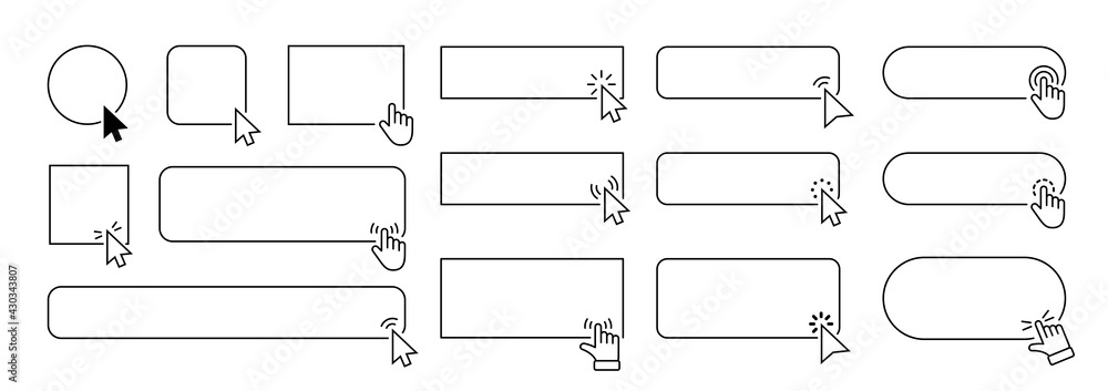 Fototapete Set of cursor. Computer mouse click cursor gray arrow icons set and loading icons. Cursor icon. Vector illustration. Mouse click cursor collection.