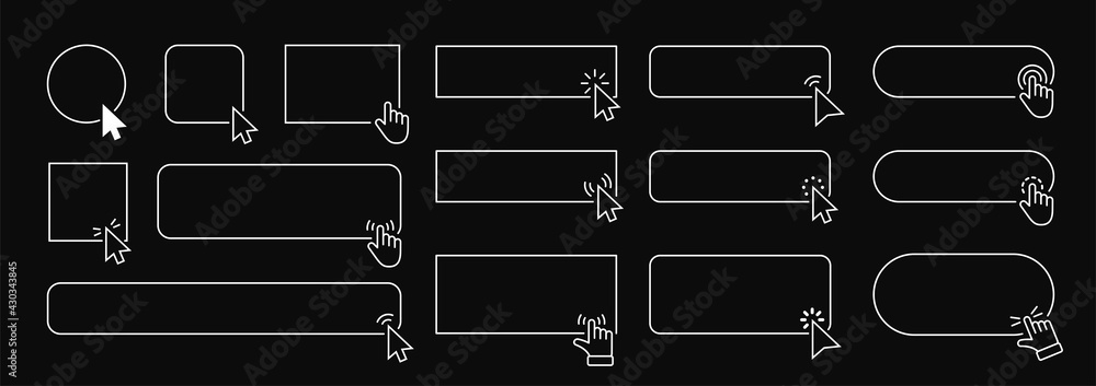 Fototapete Set of cursor. Computer mouse click cursor gray arrow icons set and loading icons. Cursor icon. Vector illustration. Mouse click cursor collection.