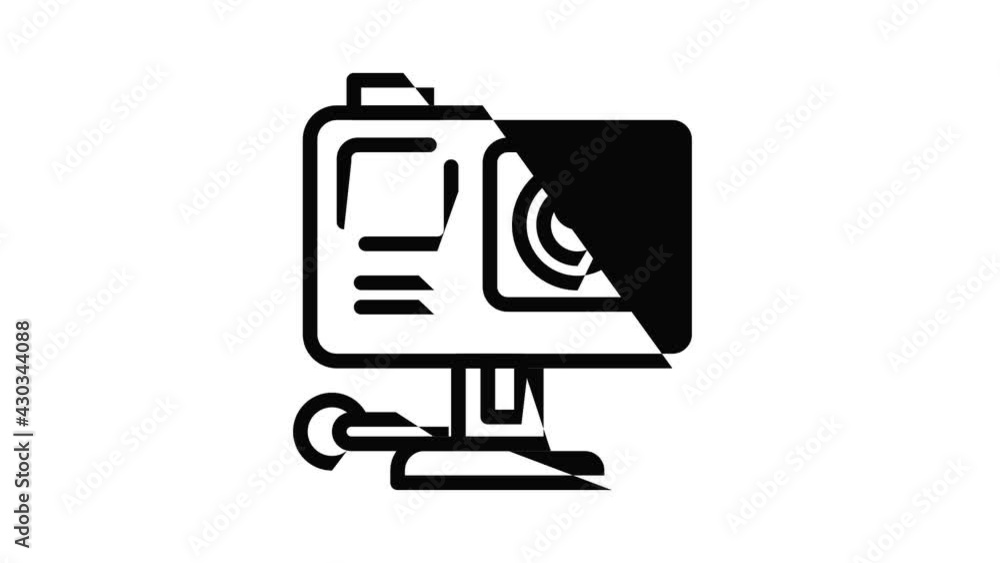Aufkleber action camera icon animation outline best object on white background