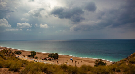 Cloudy day at the beach with the family