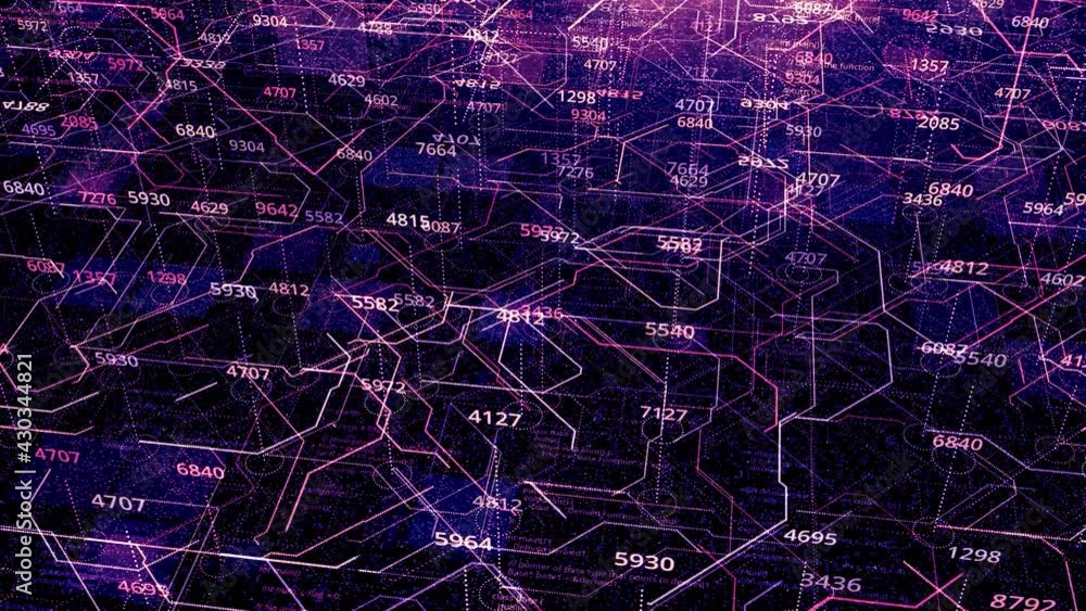 Poster big data analyzing and digital computing hologram over working cpu on the background. animation. fut
