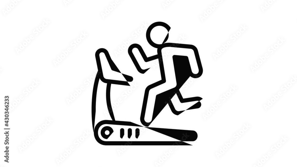 Aufkleber boy running at treadmill icon animation outline best object on white background