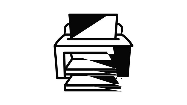Ink jet printer icon animation outline best object on white background