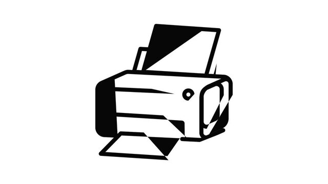 Laser printer icon animation outline best object on white background