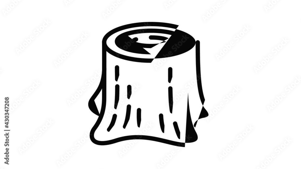 Poster forest tree stump icon animation outline best object on white background