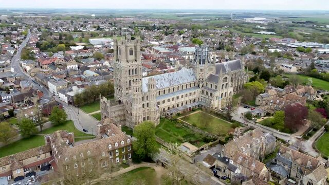 Drone footage of Ely Cathedral in Cambridgeshire, UK