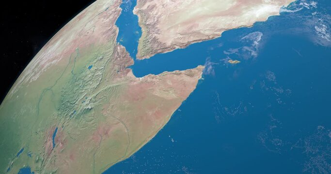 Gulf of Aden in planet earth, aerial view from outer space