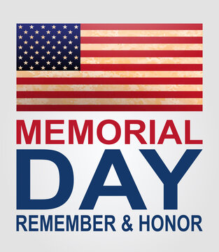 Light illustration with texture silhouette of America flag, memorial day, design element
