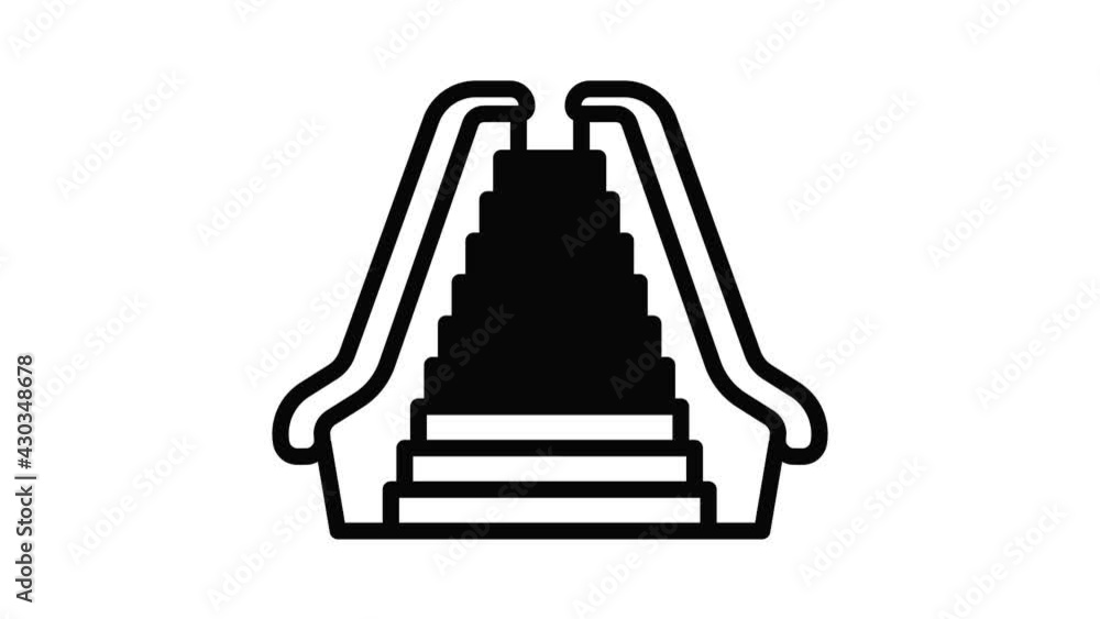 Poster front view escalator icon animation outline best object on white background