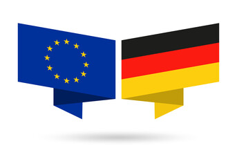 EU and Germany flags. European Union and German national symbols. Vector illustration.