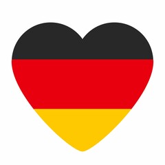 Germany heart shaped flag colors. Isolated vector symbol.