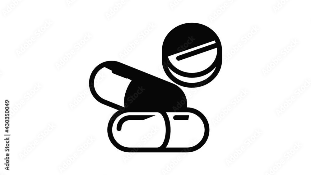 Poster capsule and pills icon animation outline best object on white background