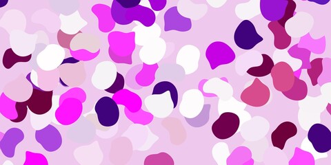 Light purple, pink vector texture with memphis shapes.