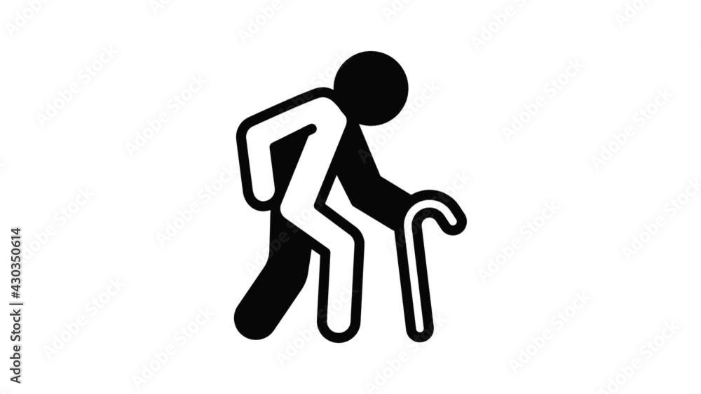 Poster man walking stick icon animation outline best object on white background