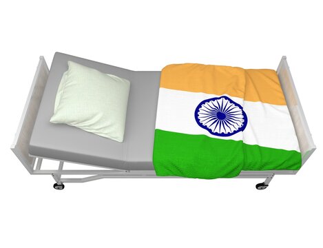 Hospital Bed With India Flag