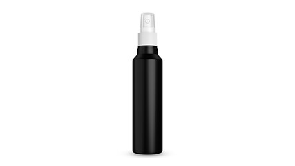 Spray bottle mockup pump type black color for insert brand label , for medical skincare makeup cosmetic product, 3D rendering
