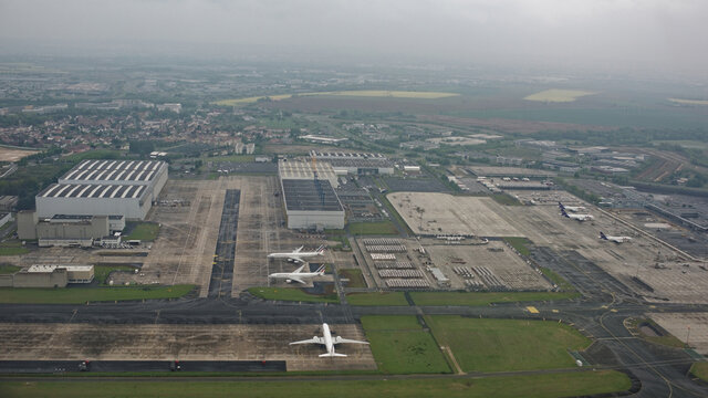  Paris Charles de Gaulle Airport.View from aircraft