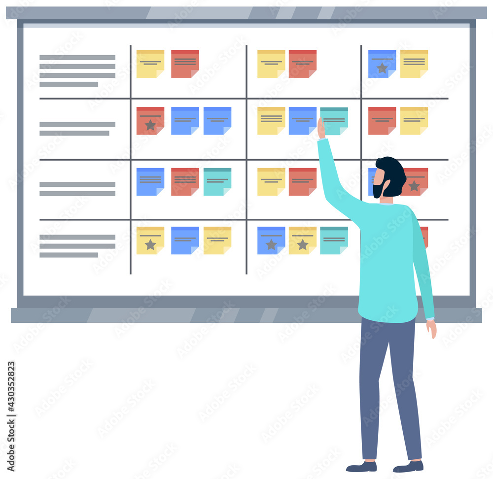 Poster business strategy planning, project management. tasks planing concept. business working process, tim