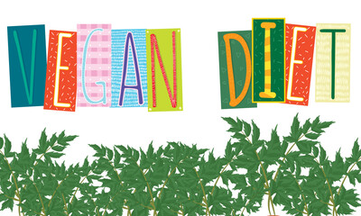 lettering vegetarian diet isolated on white background