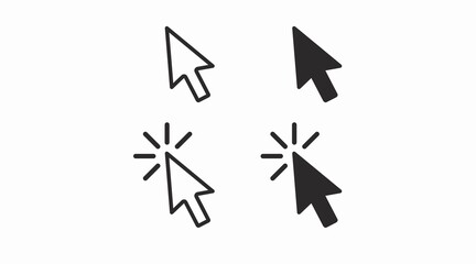 Arrow Pointer Icon Set. Vector isolated black and white illustration