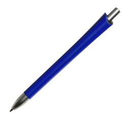 Blue ballpoint pen isolated on white background with clipping path