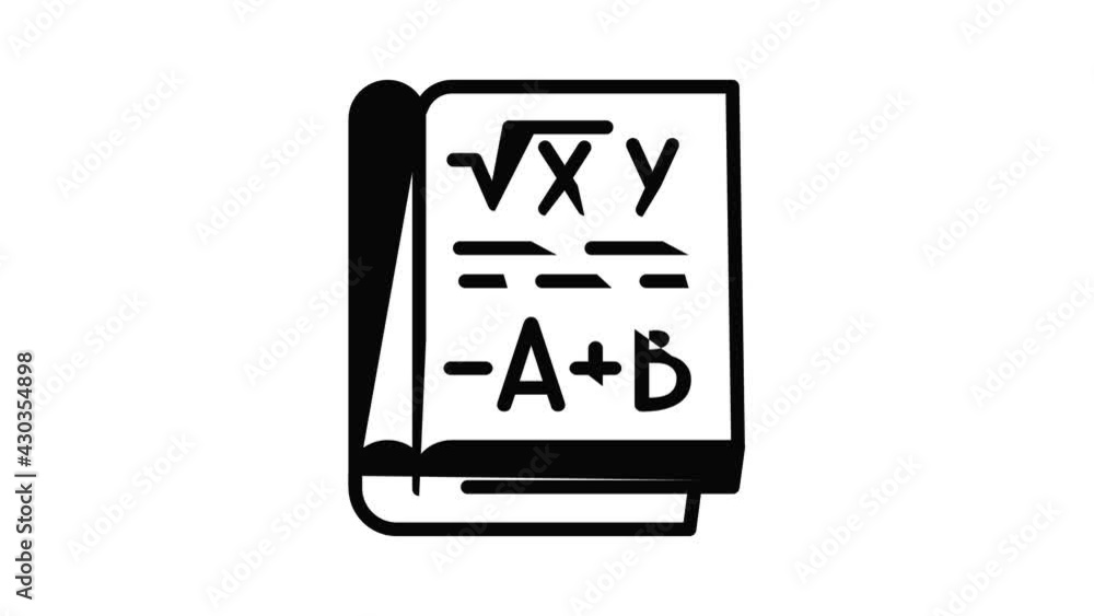 Poster mathematics book icon animation outline best object on white background