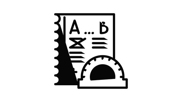 School protractor icon animation outline best object on white background