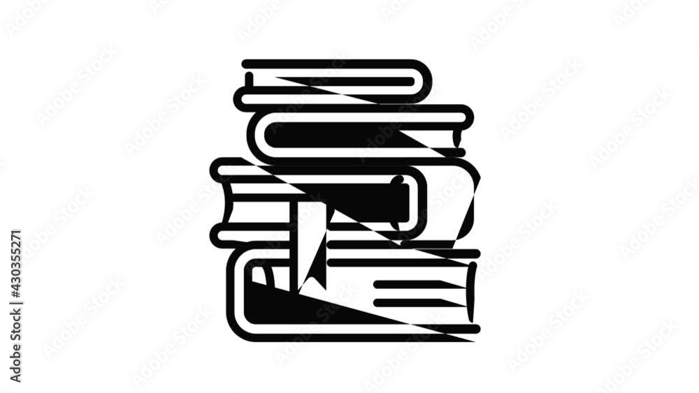 Poster library books stack icon animation outline best object on white background